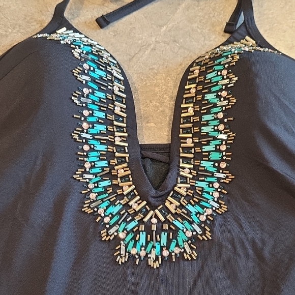 (J35) Kenneth Cole Black Garment Swim Top Sz M - Picture 3 of 5